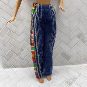 Barbie Boho Jeans- Blue White Stripes- Color Block Side Pañales- Fits Most